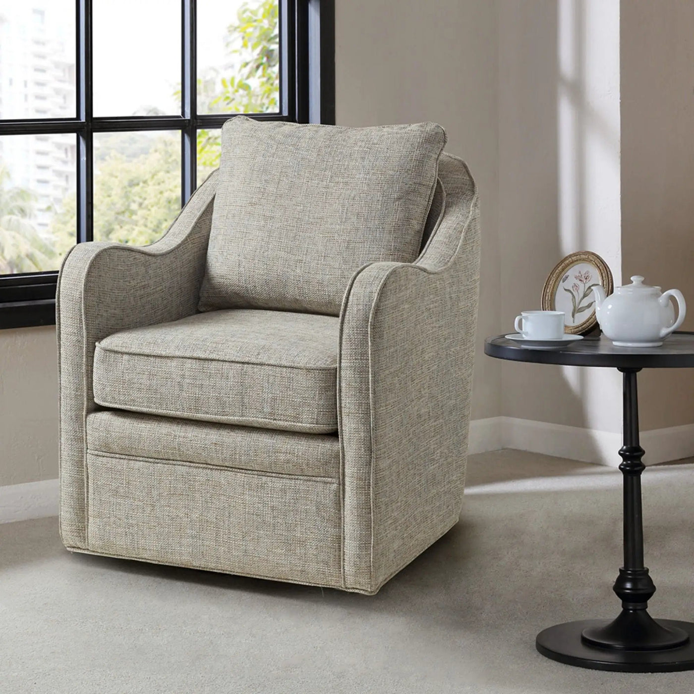 Wide Seat Arm Chair With 360 Degree Rotation by HouseOfZazla