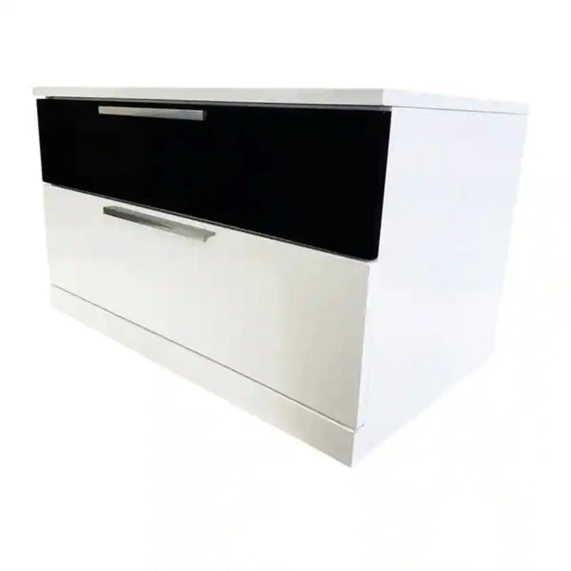 2 Drawer Nightstand, Bedside Table - White / Black by Unique Piece Furniture