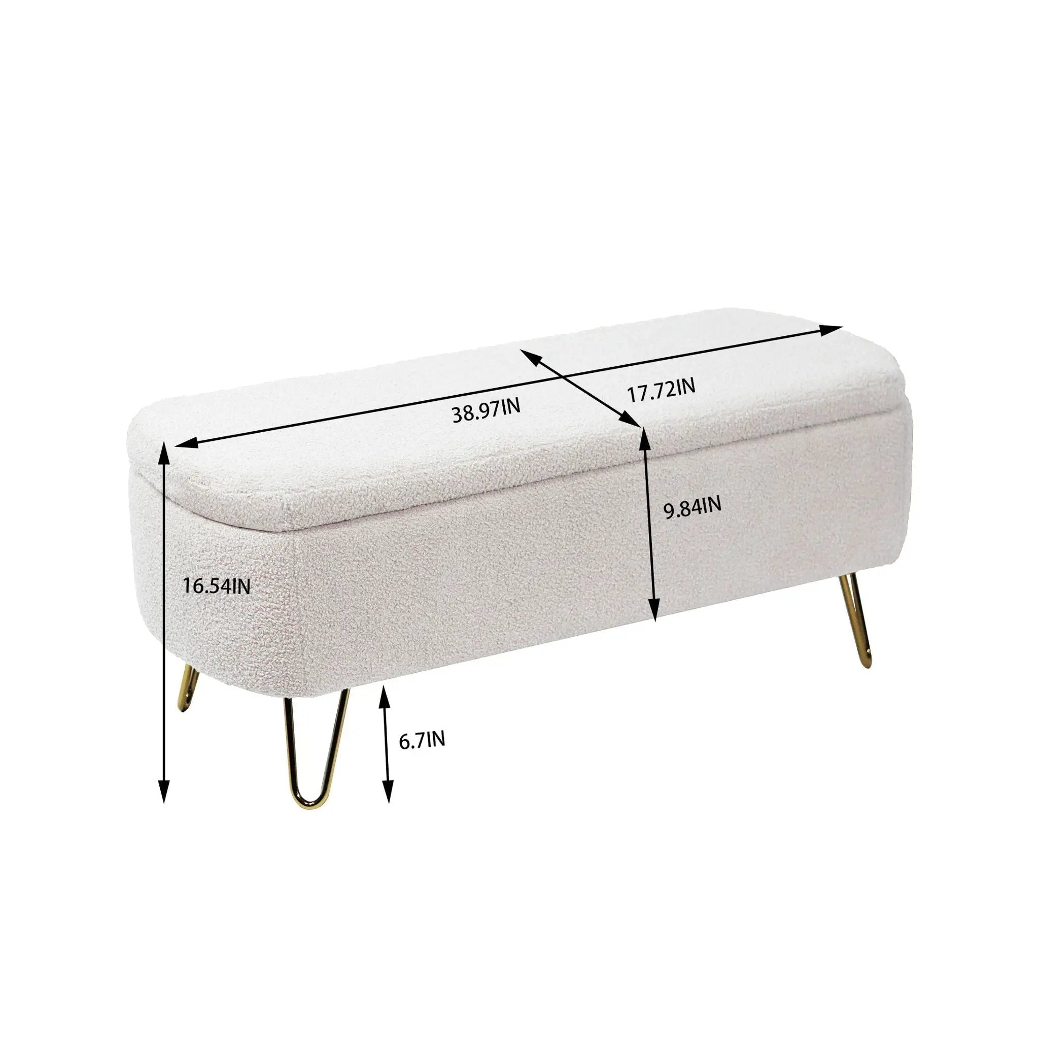 Storage Ottoman Bench For End Of Bed Legs, Modern Camel Faux Fur Entryway Bench Upholstered Padded With Storage For Living Room Bedroom by Unique Piece Furniture