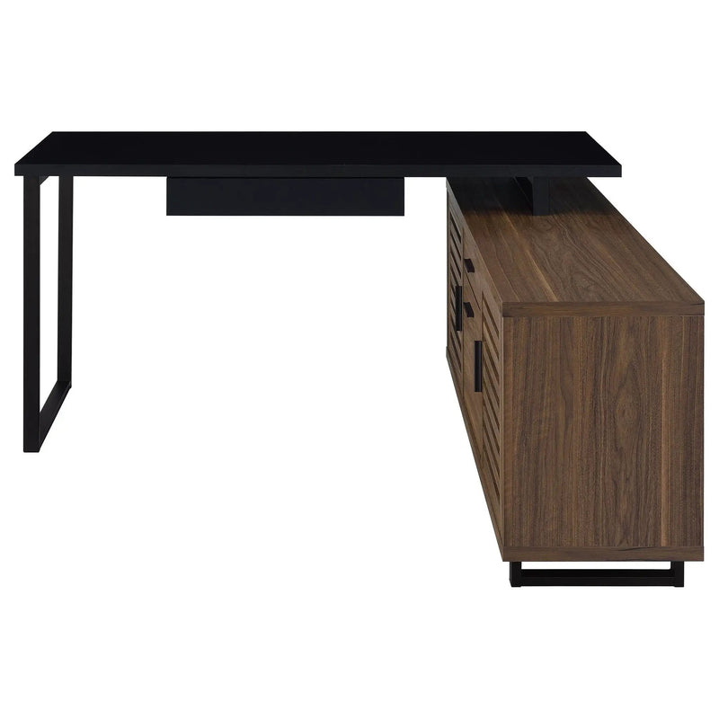 Maddox 60-inch L-Shape Office Computer Desk Black and Walnut by Unique Piece Furniture
