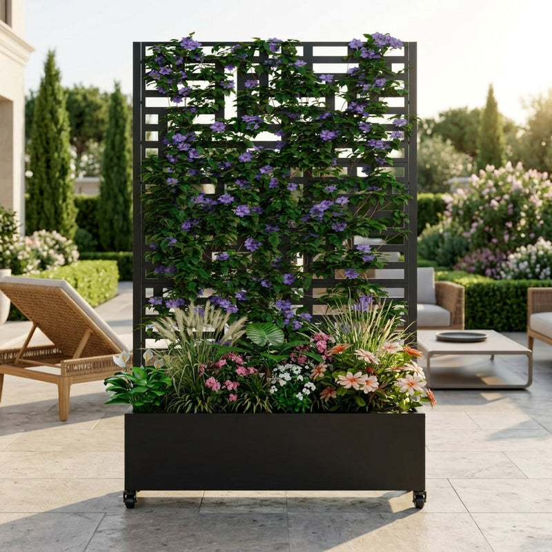 Metal Planter Box with Trellis