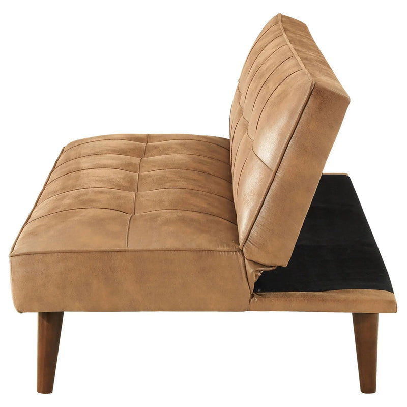 Jenson Upholstered Tufted Convertible Sofa Bed Saddle Brown by Unique Piece Furniture