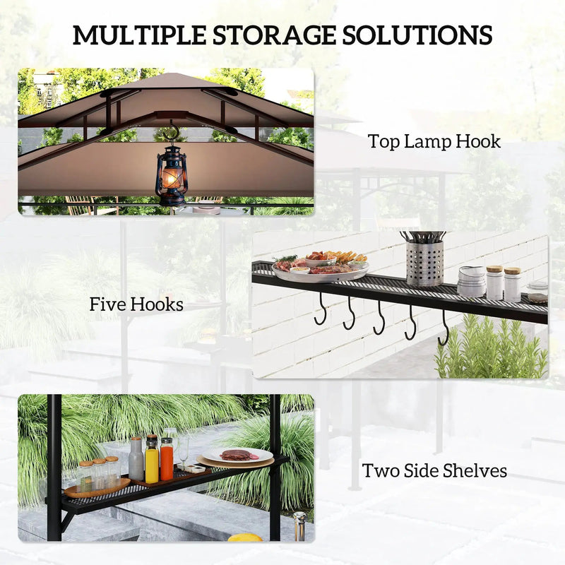 Outdoor Grill Gazebo 8' x 5' Gazebo Shelter with Side Awning by HouseOfZazla
