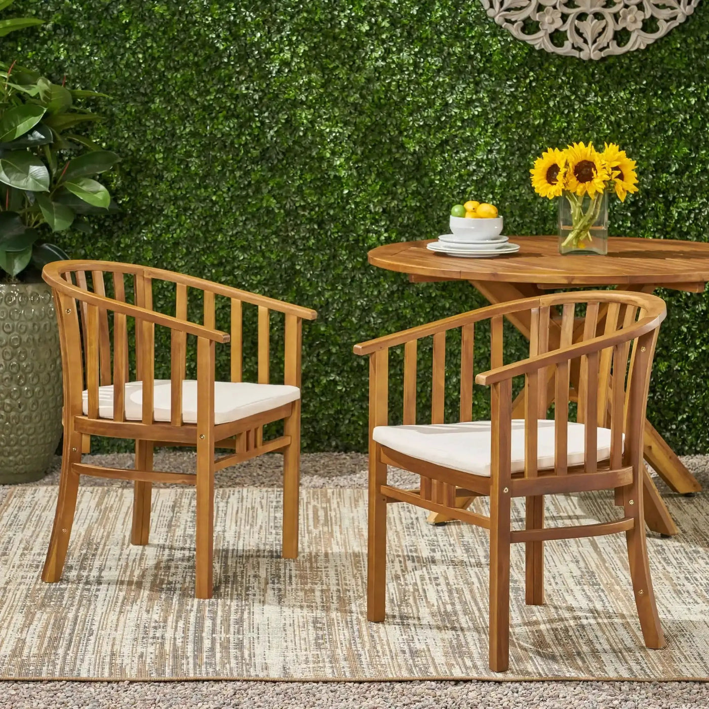 Outdoor Wooden Dining Chairs With Cushions (Set of 2) by HouseOfZazla