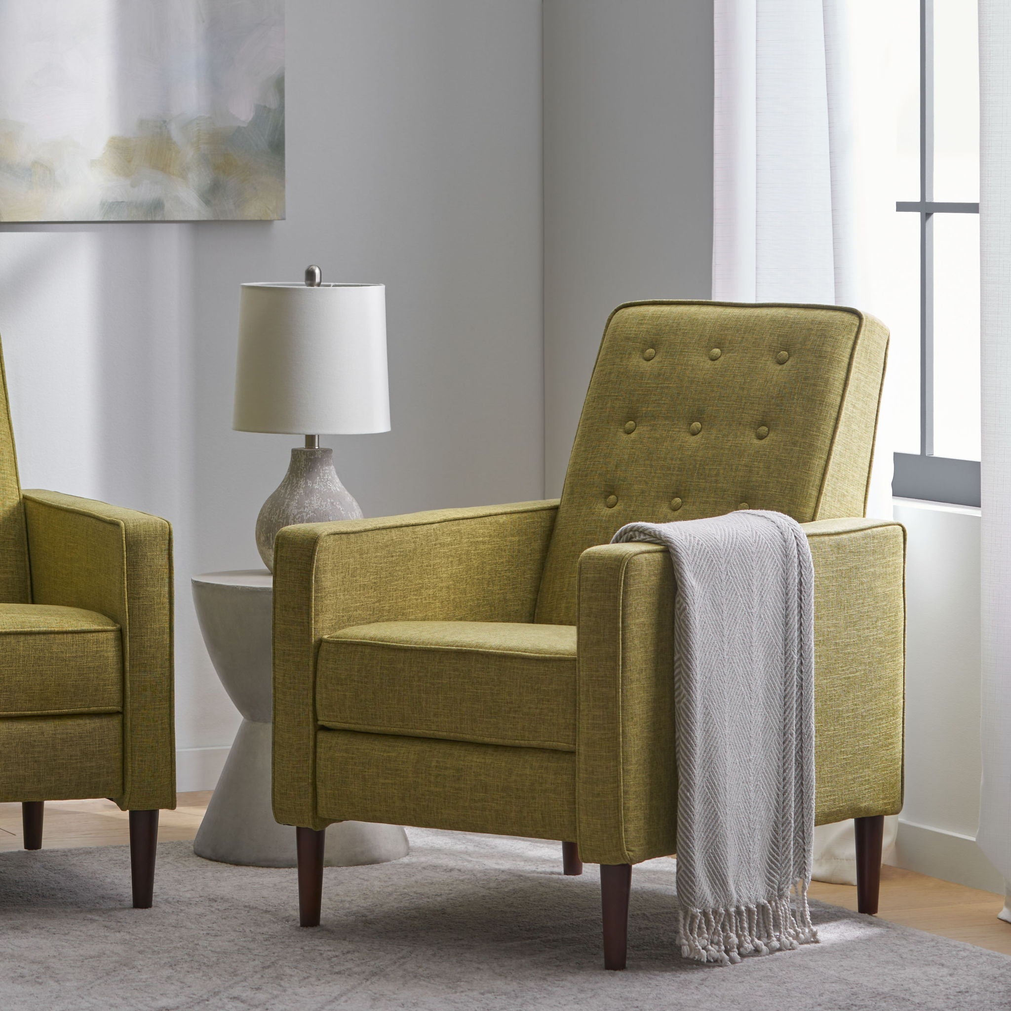 Mid-Century Modern Recliner With Button Tufted Waffle Stitch by HouseOfZazla