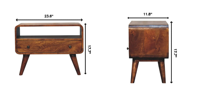 Mini Curved Media Unit - Chestnut by HouseOfZazla