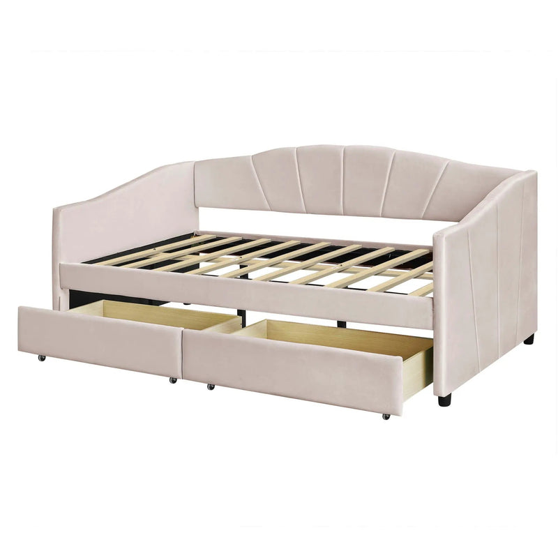 Upholstered Daybed With Two Drawers And Wood Slat by Unique Piece Furniture