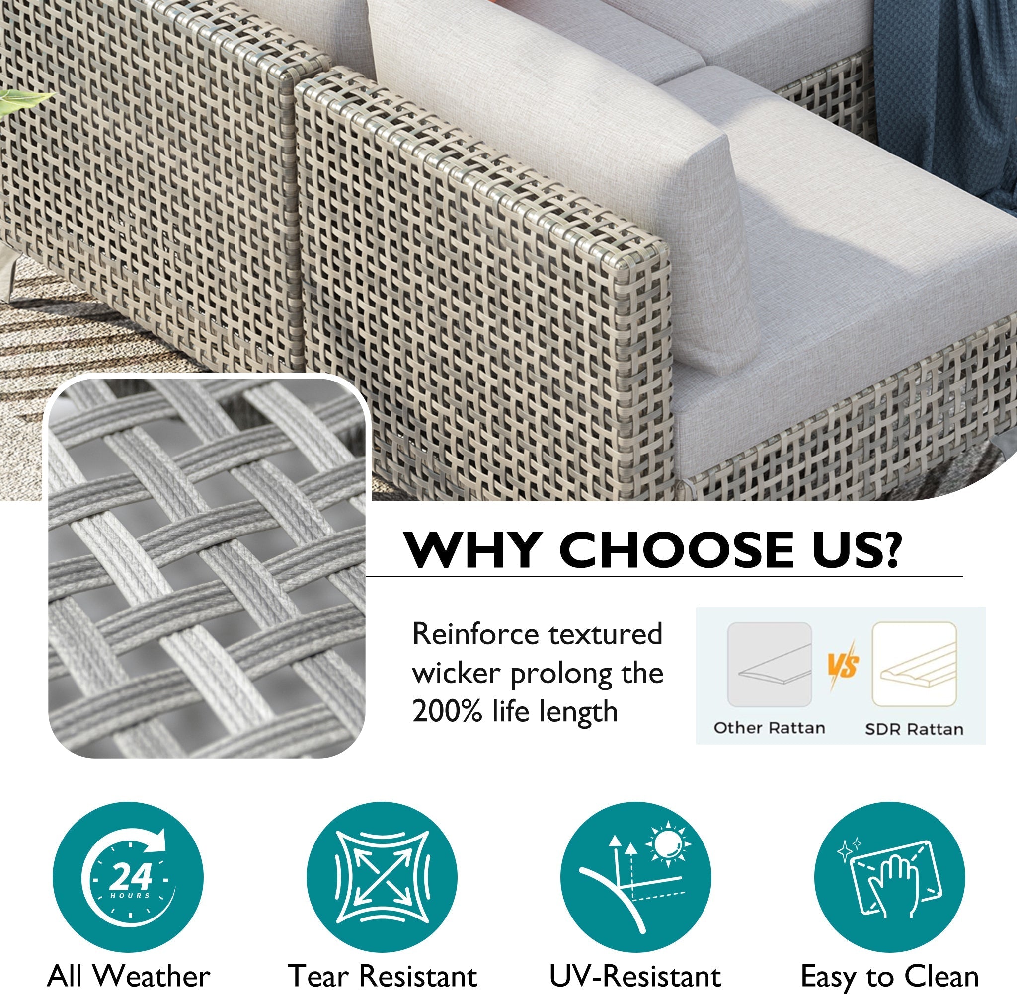 K&K 7-Piece Wicker Patio Furniture Set by HouseOfZazla