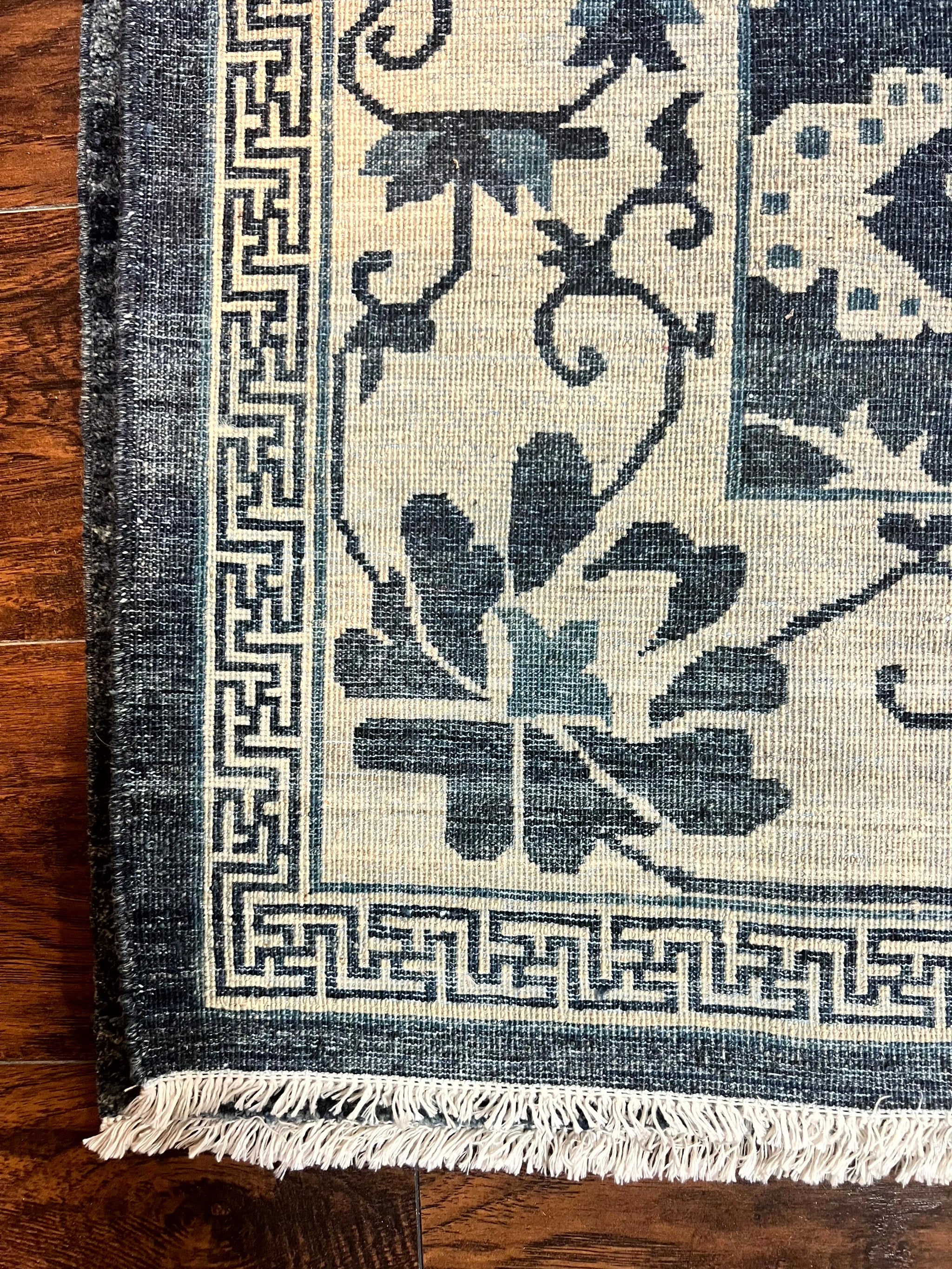 Sino Persian Rug 6x9, Hand Knotted Wool Carpet, Floral Allover, Blue Cream-Tan by Jewel Rugs