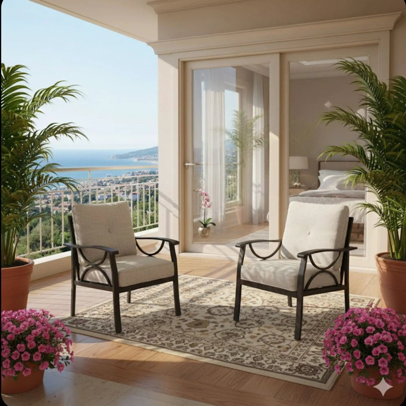 All-Weather Armchairs With Cushions, Modern Sculptural Design (Set of 2) by HouseOfZazla