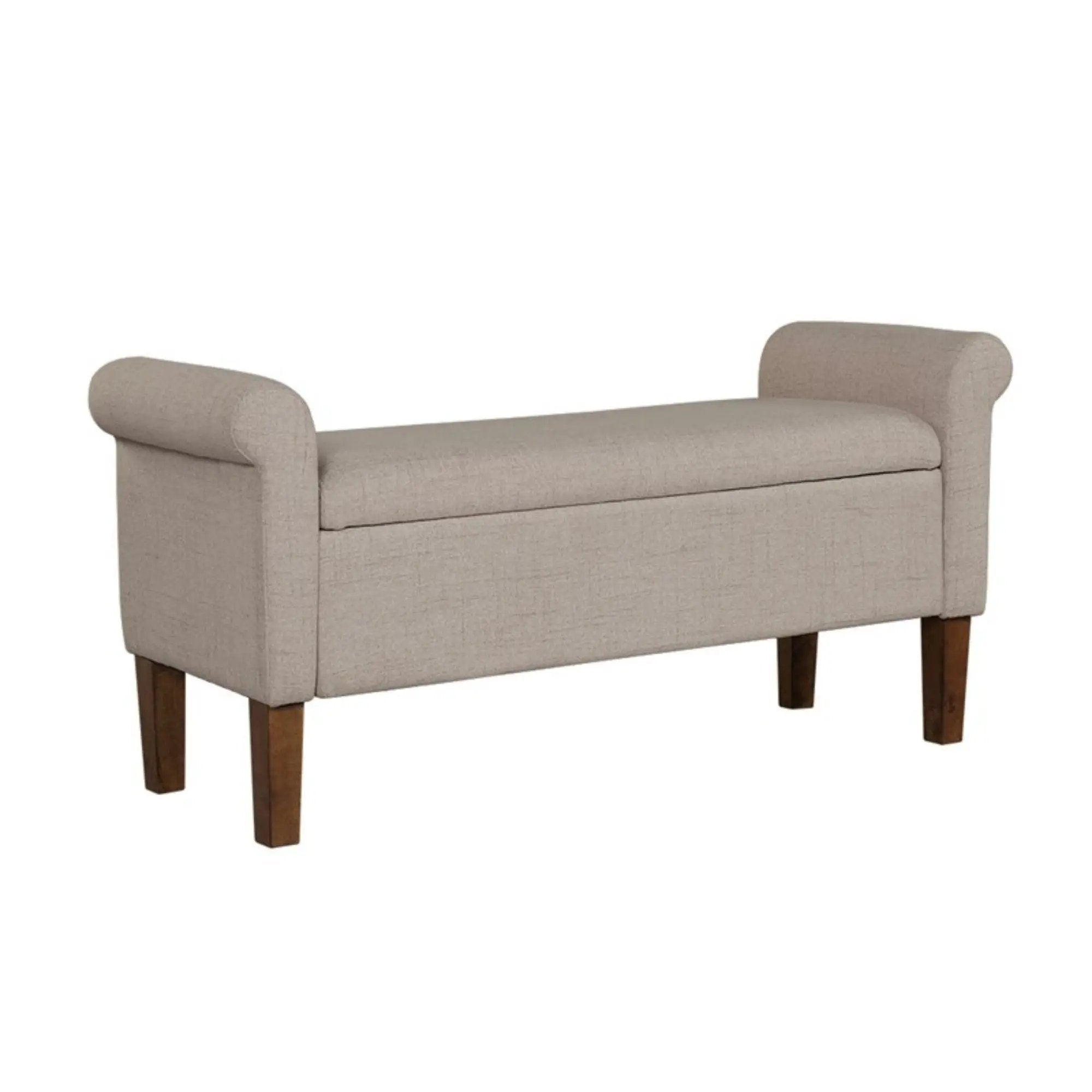 Upholstered Storage Bench With Rolled Armrests - Beige by Unique Piece Furniture