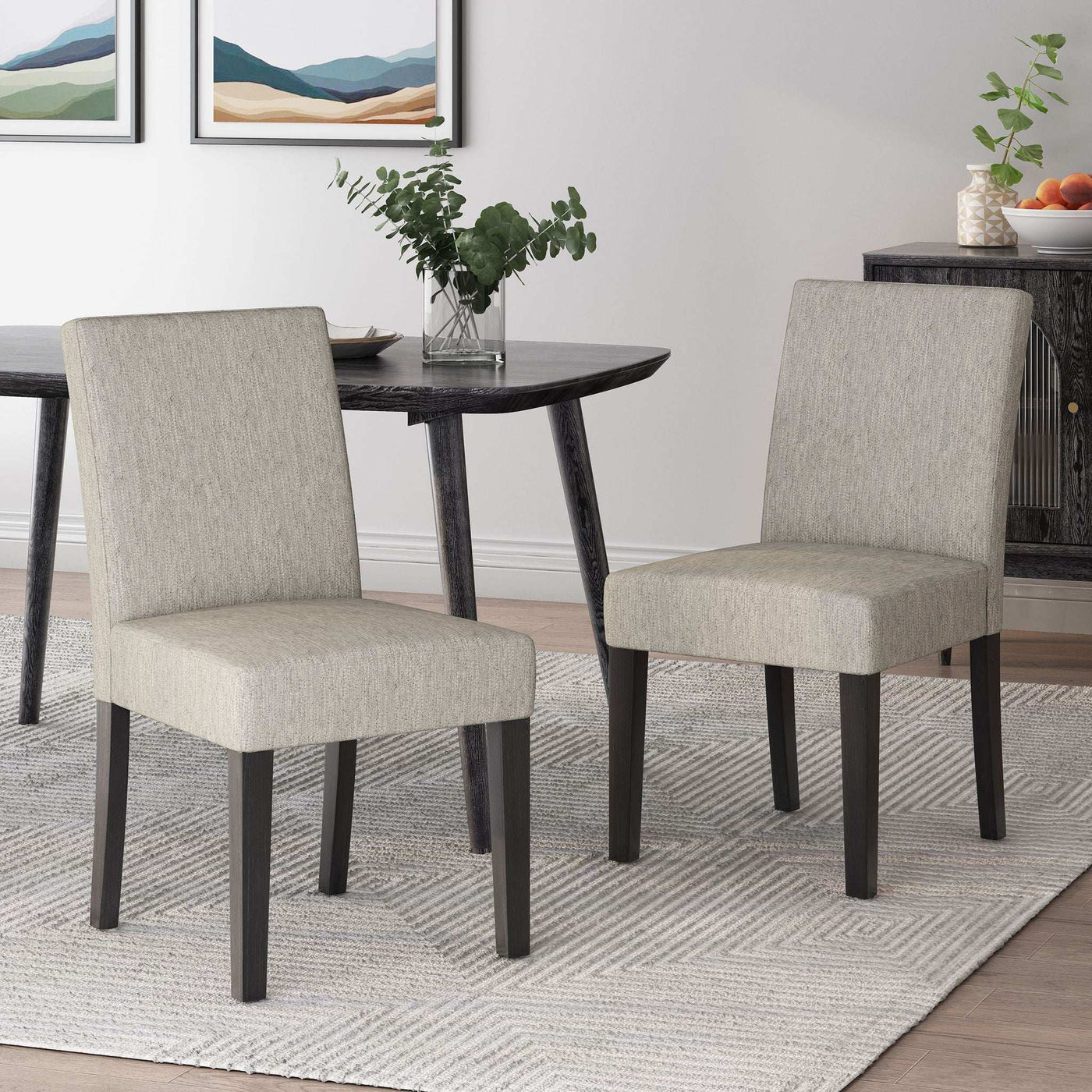 Contemporary Dining Chair With Upholstered Seating and Tapered Legs by HouseOfZazla