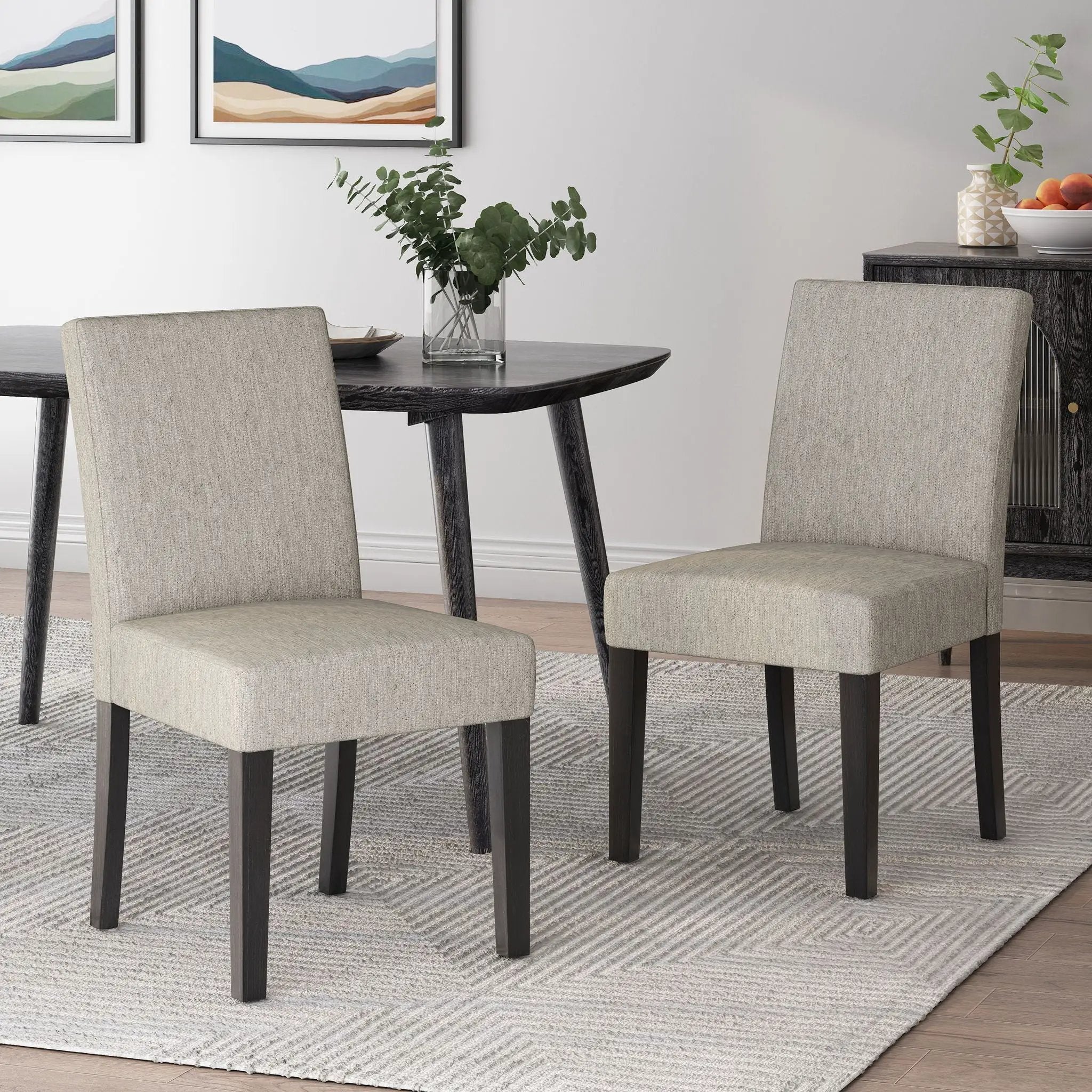 Contemporary Dining Chair with Upholstered Seating and Tapered Legs by HouseOfZazla