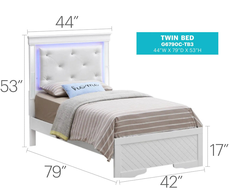 Bed With LED Light Accents Headboard by Unique Piece Furniture