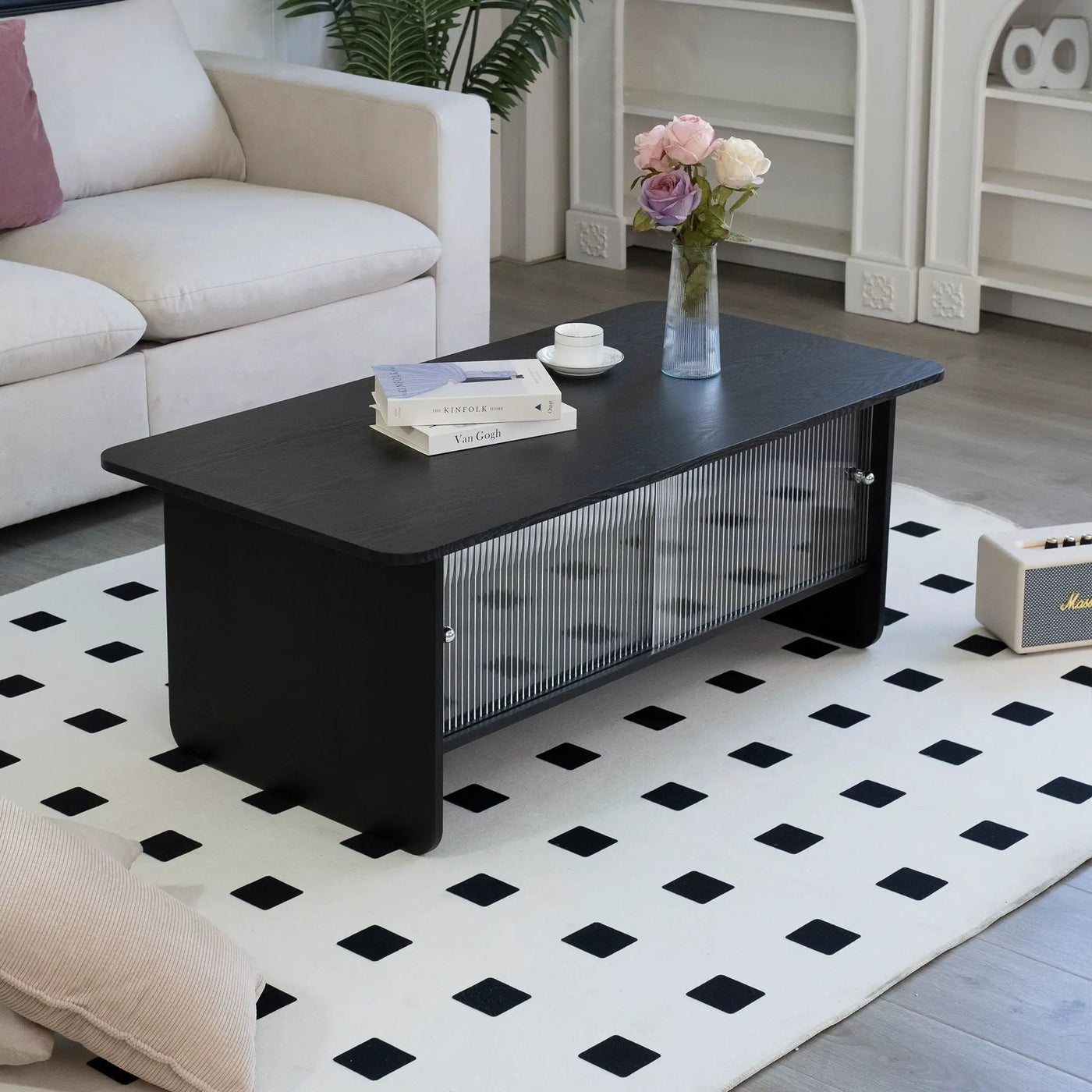 Rectangular Coffee Table With Sliding Door Storage Center by HouseOfZazla