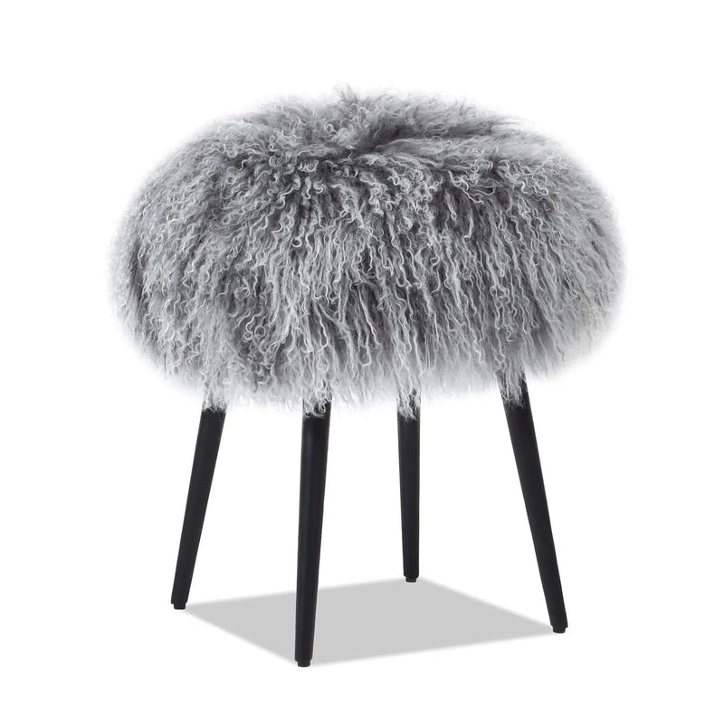 Alberta - Mongolian Sheepskin Round Ottoman by HouseOfZazla