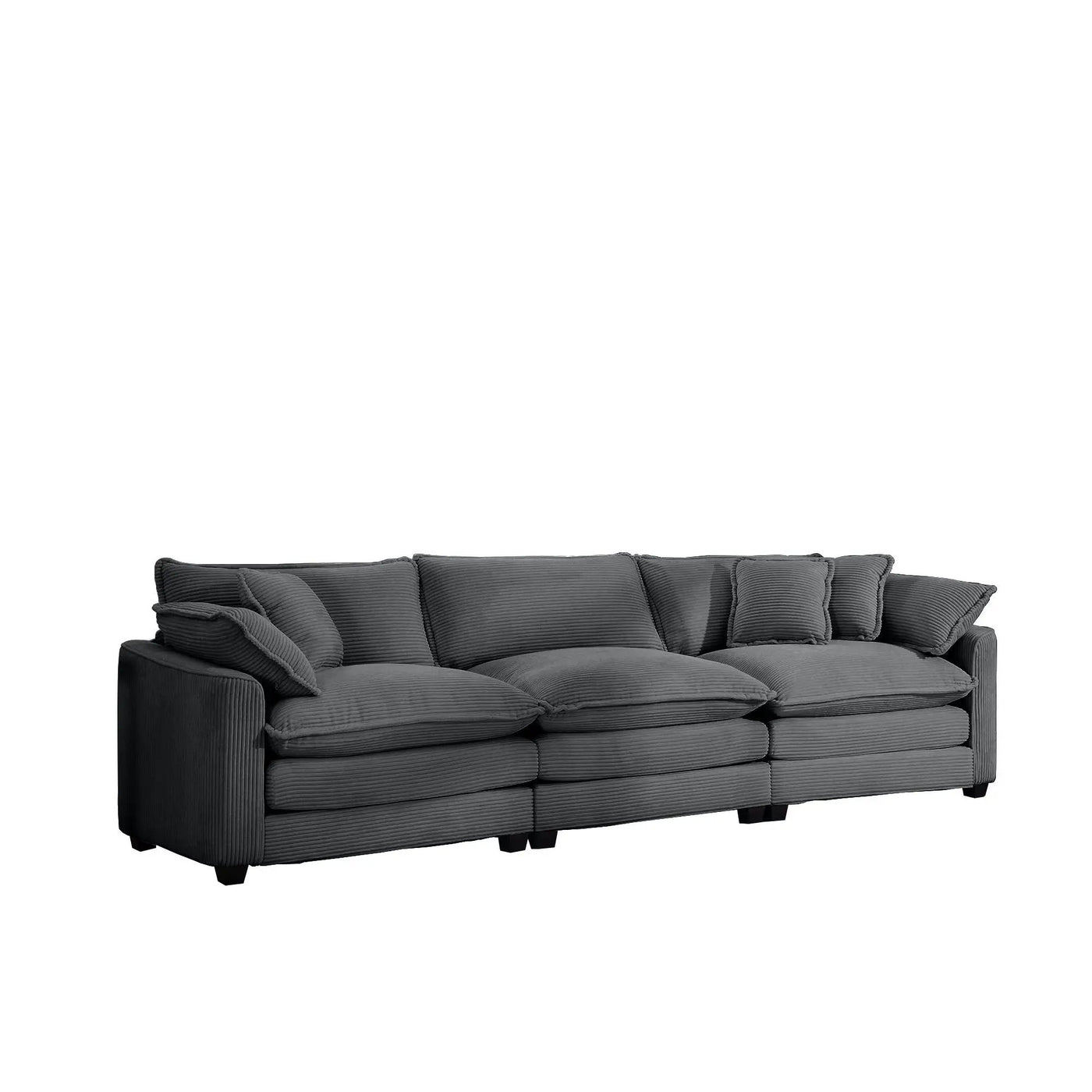 Mid-Century Modern 3 Seater Sectional Sofa With Arm And Throw Pillows by Unique Piece Furniture