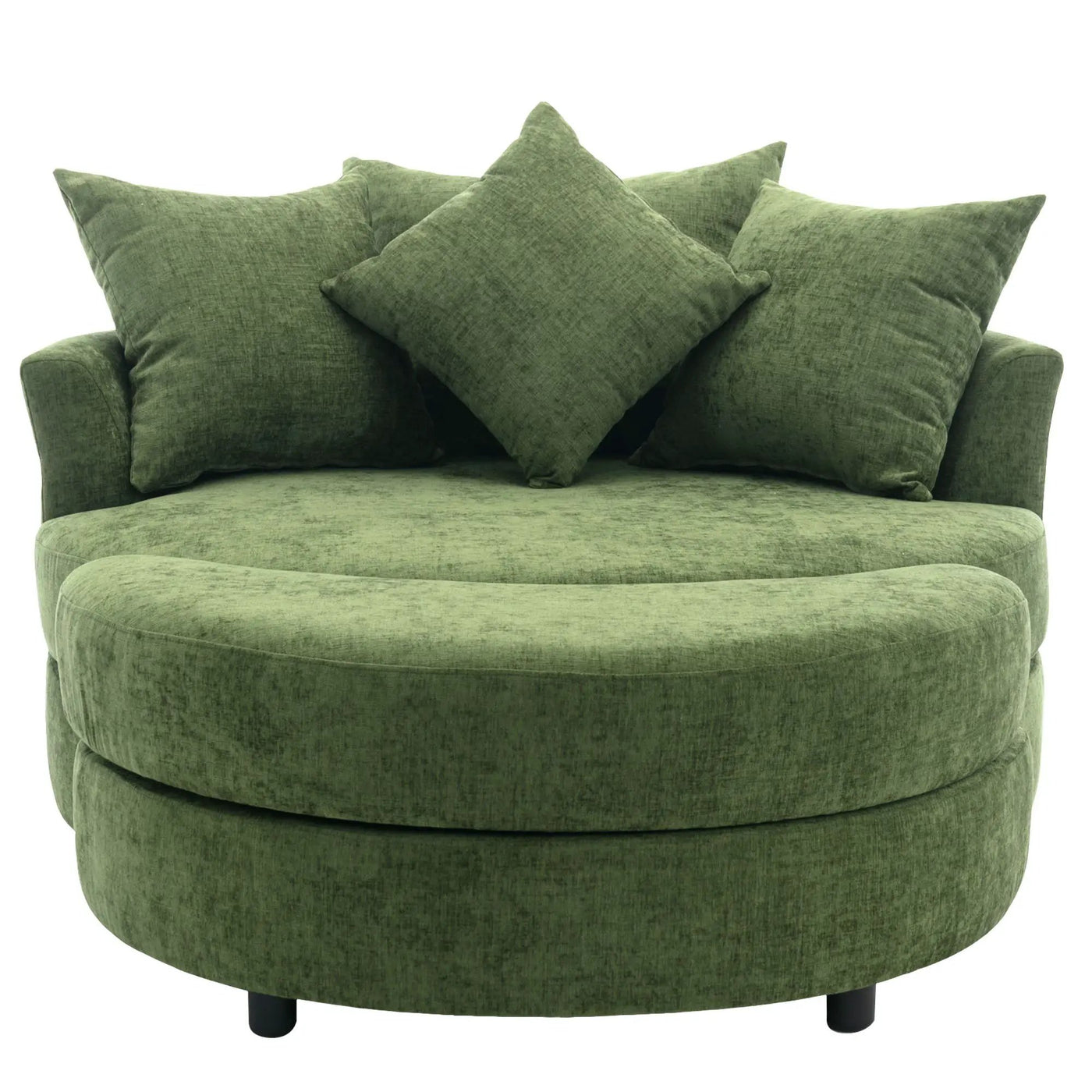 360° Swivel Accent Barrel Chair With Storage Ottoman & 4 Pillows, Modern Leisure Chair Round Accent For Living Room by HouseOfZazla