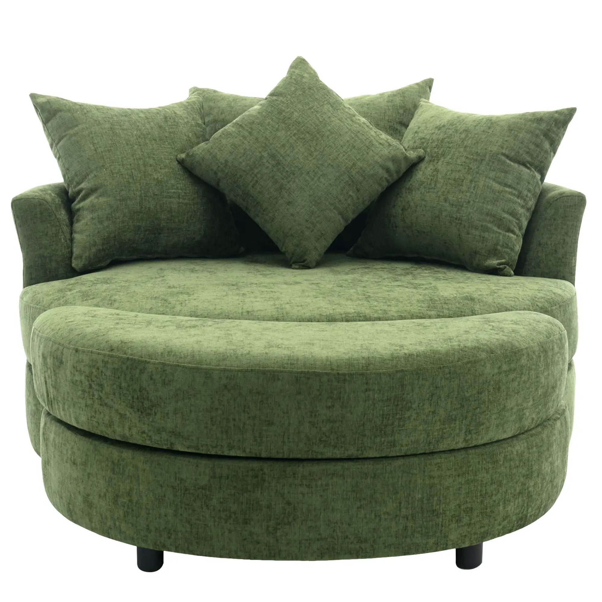 360° Swivel Accent Barrel Chair With Storage Ottoman & 4 Pillows, Modern Leisure Chair Round Accent For Living Room by HouseOfZazla