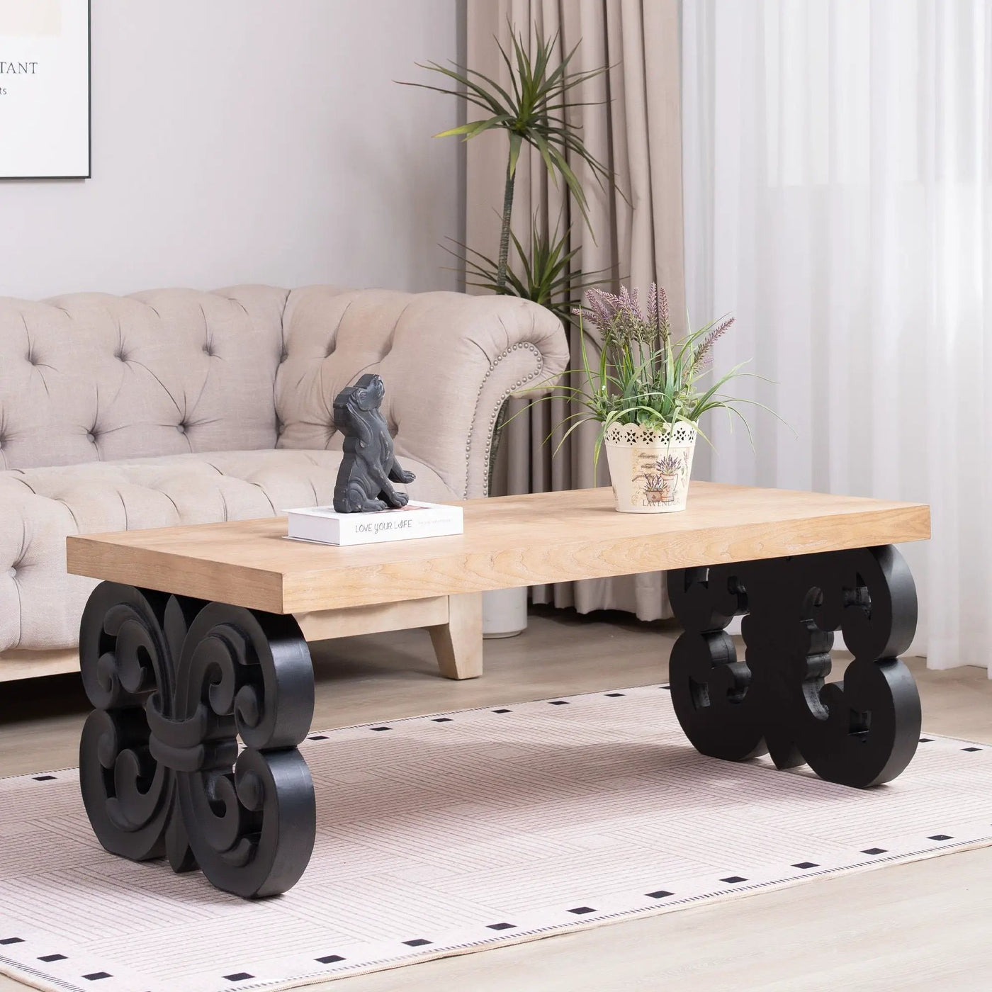 Ornate Scroll Base Coffee Table by HouseOfZazla