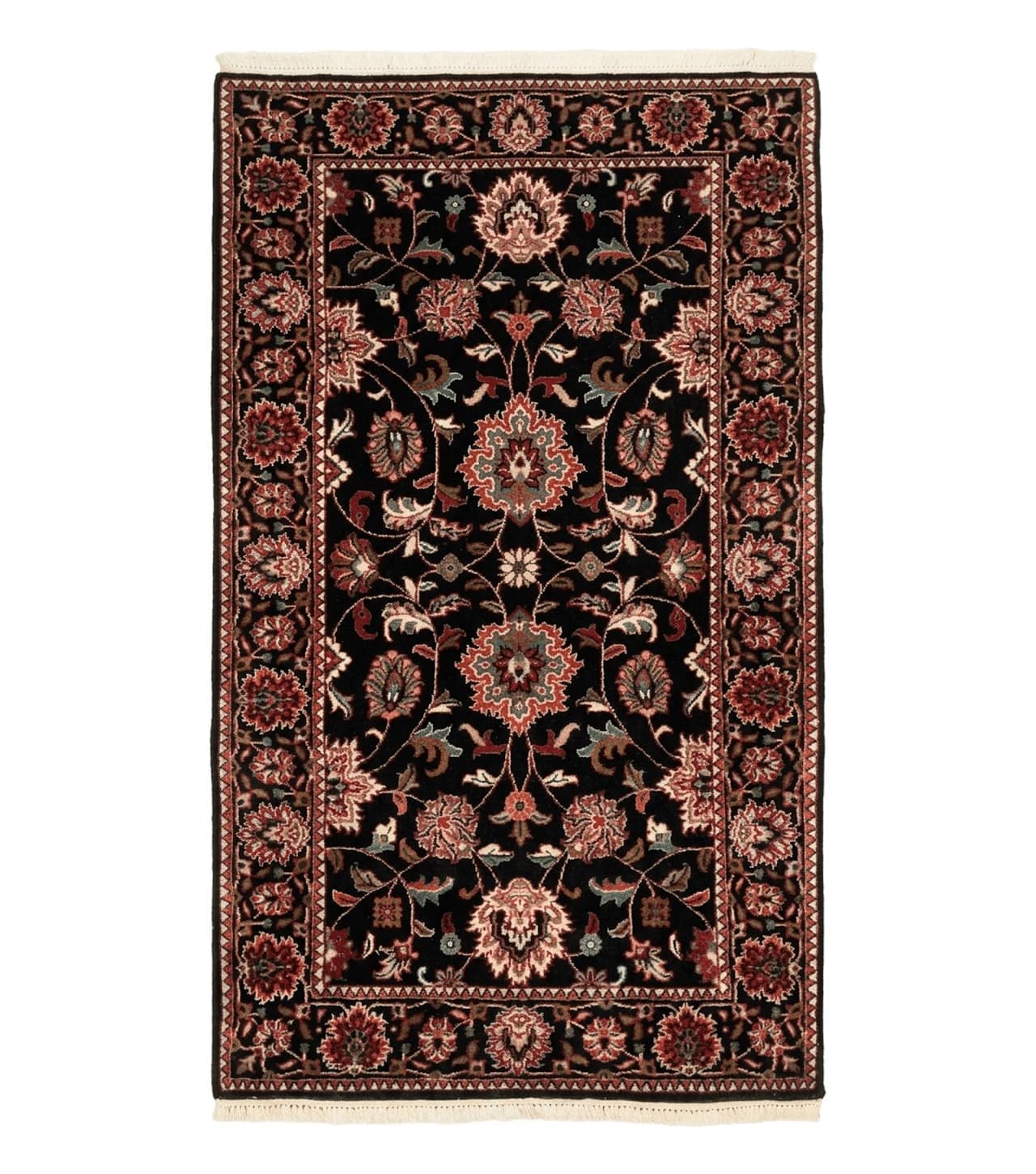 Indo Persian Sarouk Rug 3x5, Black Traditional Oriental Carpet by Jewel Rugs