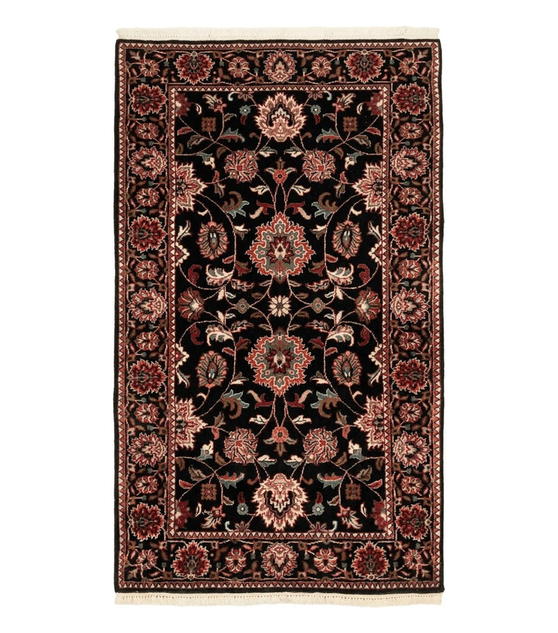 Indo Persian Sarouk Rug 3x5, Black Traditional Oriental Carpet by Jewel Rugs