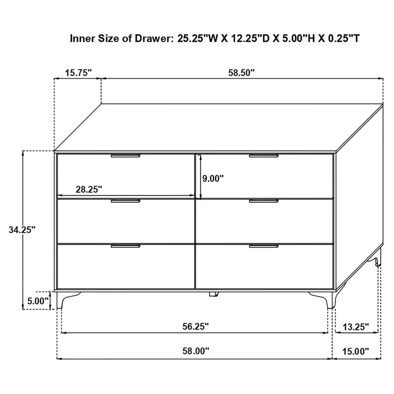Kendall 6-drawer Dresser White by Unique Piece Furniture