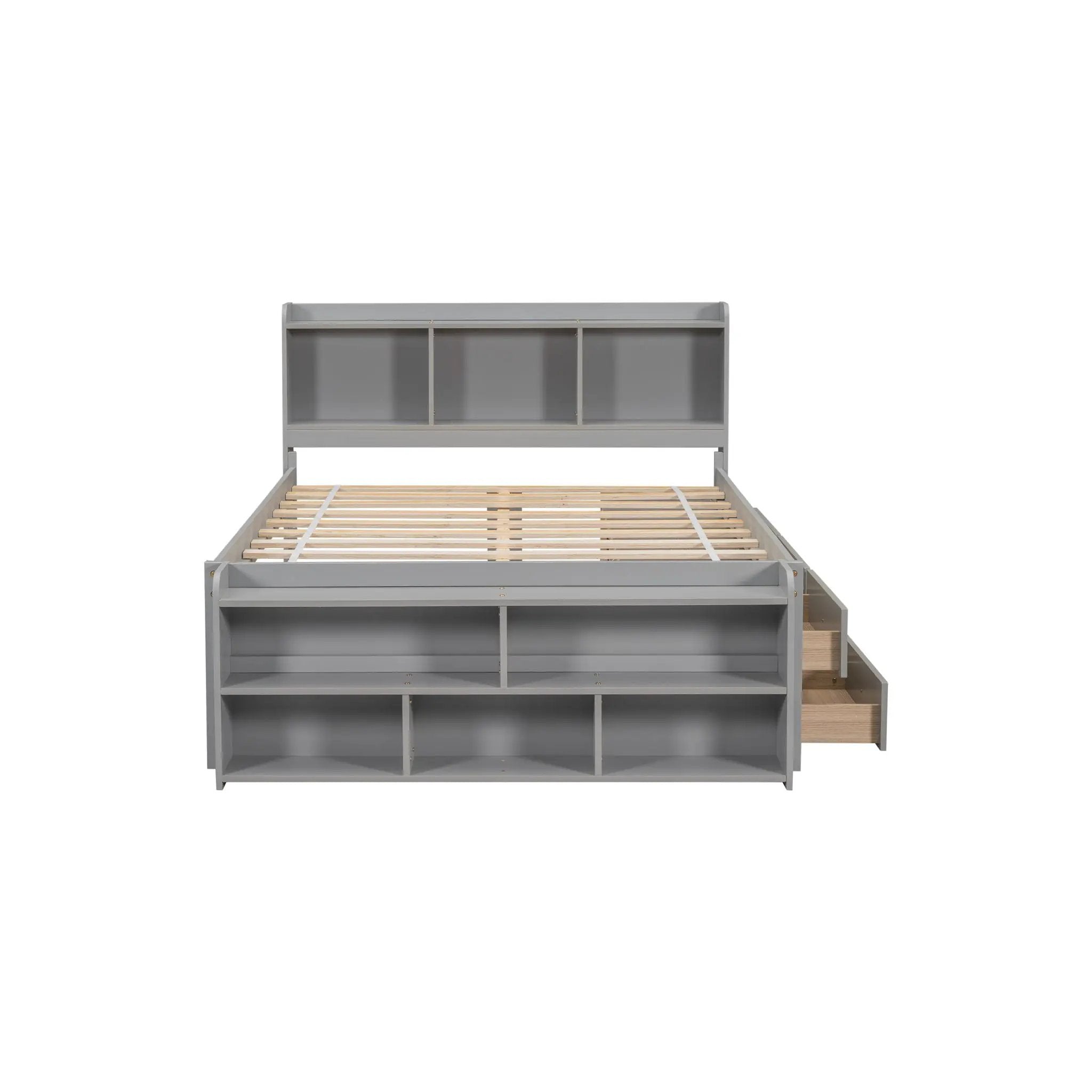 Bed With Bookcase Headboard, Under Bed Storage Drawers And Bed End Storage Case by HouseOfZazla
