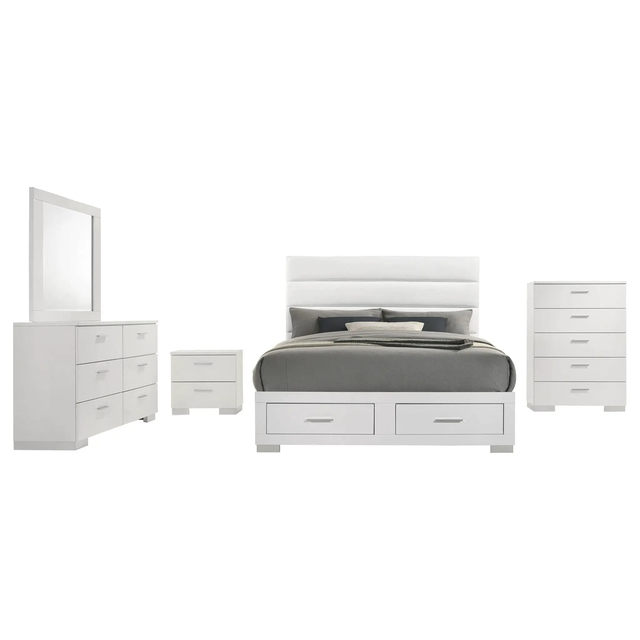 Felicity 5-piece Eastern King Platform Bedroom Set White by Unique Piece Furniture