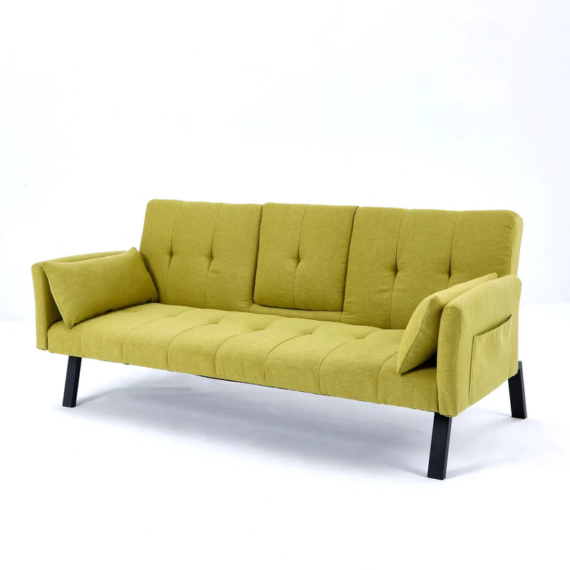 Sofa Bed With Foldable Design And Cup Holder - Green by HouseOfZazla