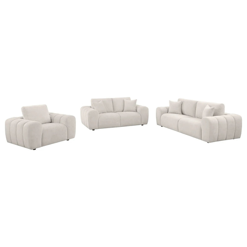 Burnett 3-piece Chenille Upholstered Sofa Set Ivory by Unique Piece Furniture