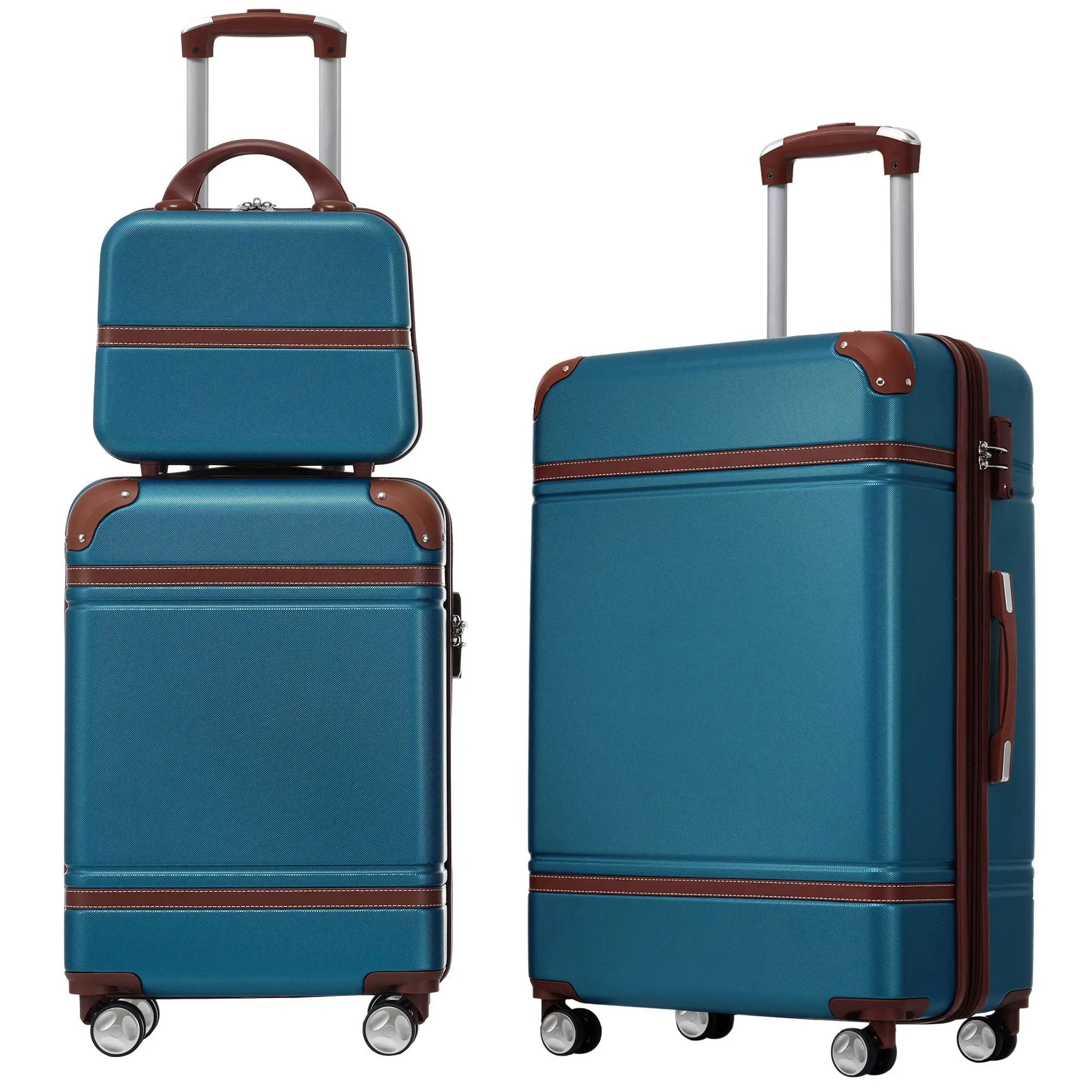Hardshell Luggage Sets 3 Pieces 20" / 24" Luggages And Cosmetic Case Spinner Suitcase With Tsa Lock Lightweight by HouseOfZazla