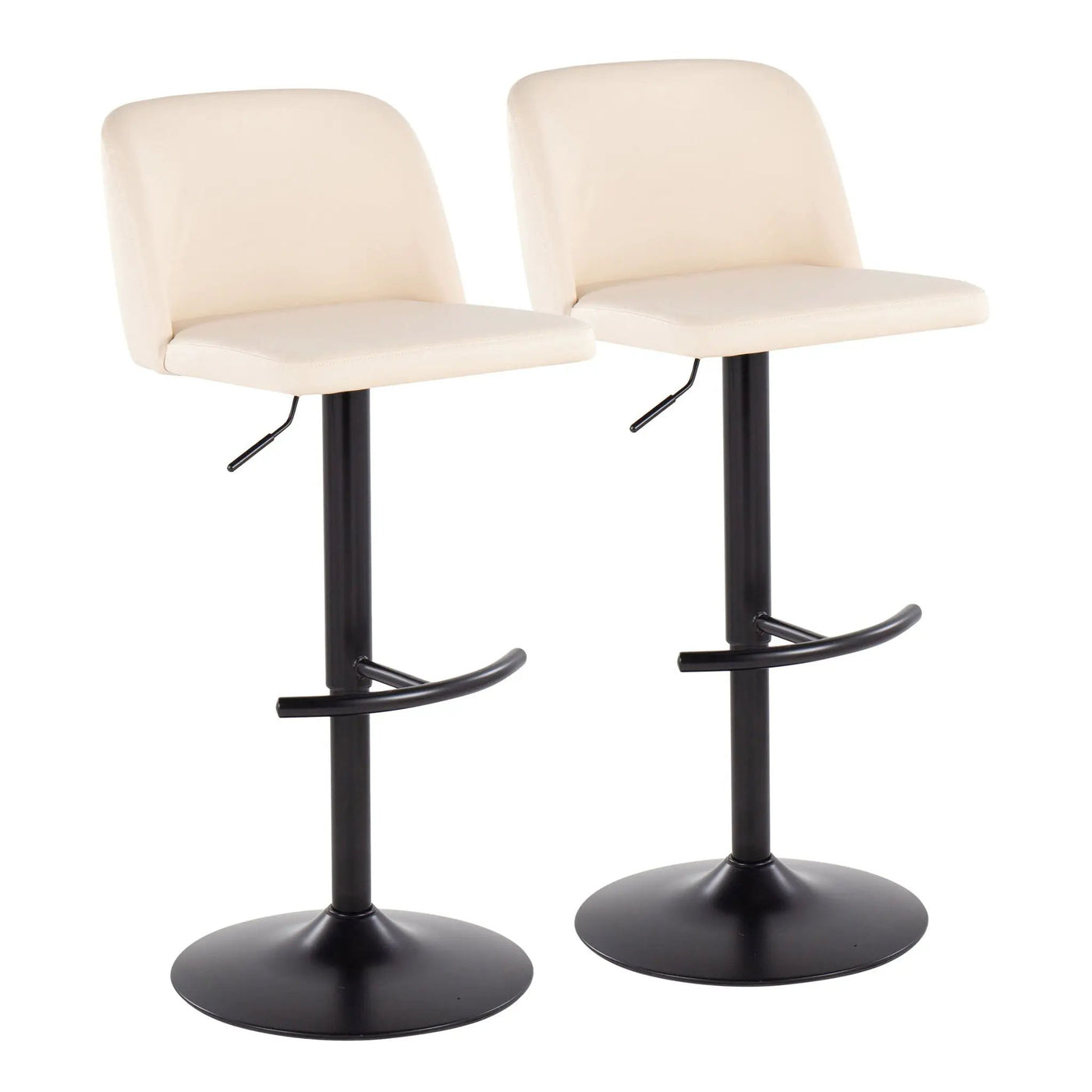 Toriano - Contemporary Adjustable Bar Stool With Rounded T Footrest (Set of 2) by HouseOfZazla