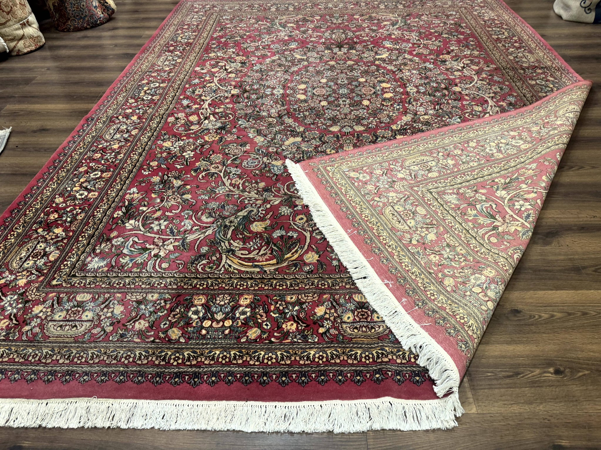 Sino Persian Rug 9x12, Fine 290 KPSI, Rose-Red, Floral Allover by Jewel Rugs