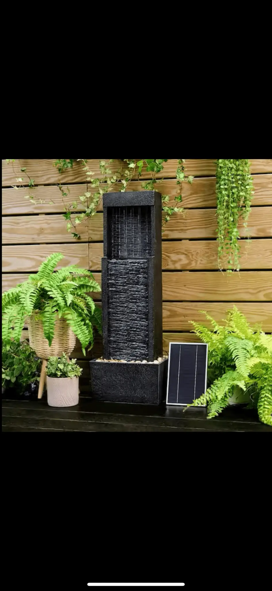 38 in. Tall Outdoor Gray Slate Solar-Powered Waterfall Fountain with LED Lights by Outdoor Solar Outlet