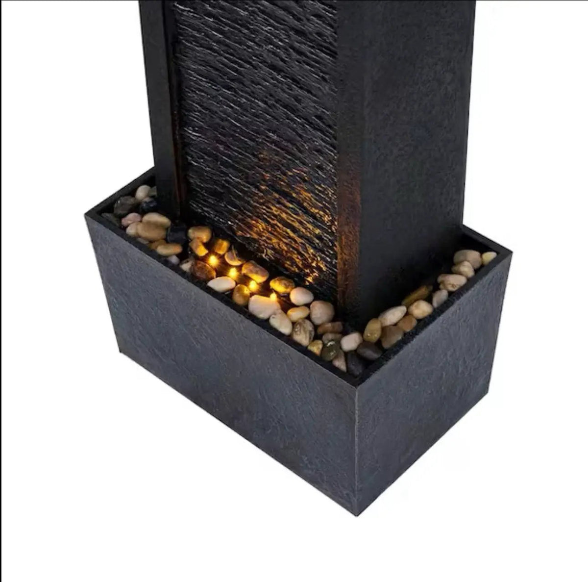 38 in. Tall Outdoor Gray Slate Solar-Powered Waterfall Fountain with LED Lights by Outdoor Solar Outlet