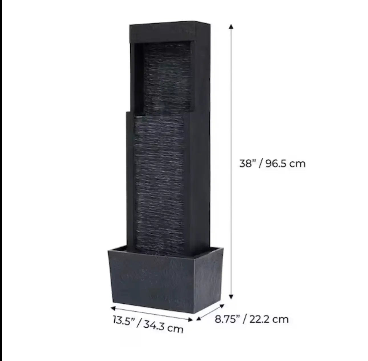 38 in. Tall Outdoor Gray Slate Solar-Powered Waterfall Fountain with LED Lights by Outdoor Solar Outlet