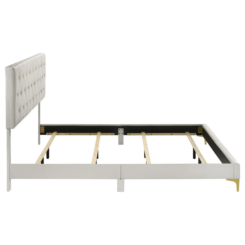 Kendall Upholstered Eastern King Panel Bed White by Unique Piece Furniture