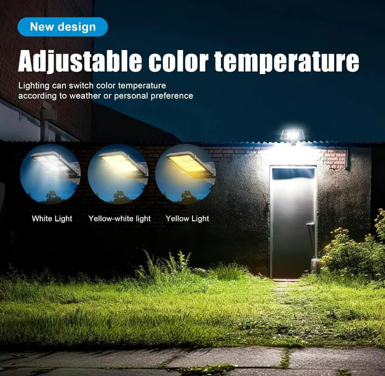 3800W Tri-Color Solar Street Lights Outdoor - Multi-Color Adjustable Lighting - 7000K LED Street Light with Remote Control - Ideal for Parking Lot, Yard, Plaza - solar parking lot lights by Outdoor Solar Outlet