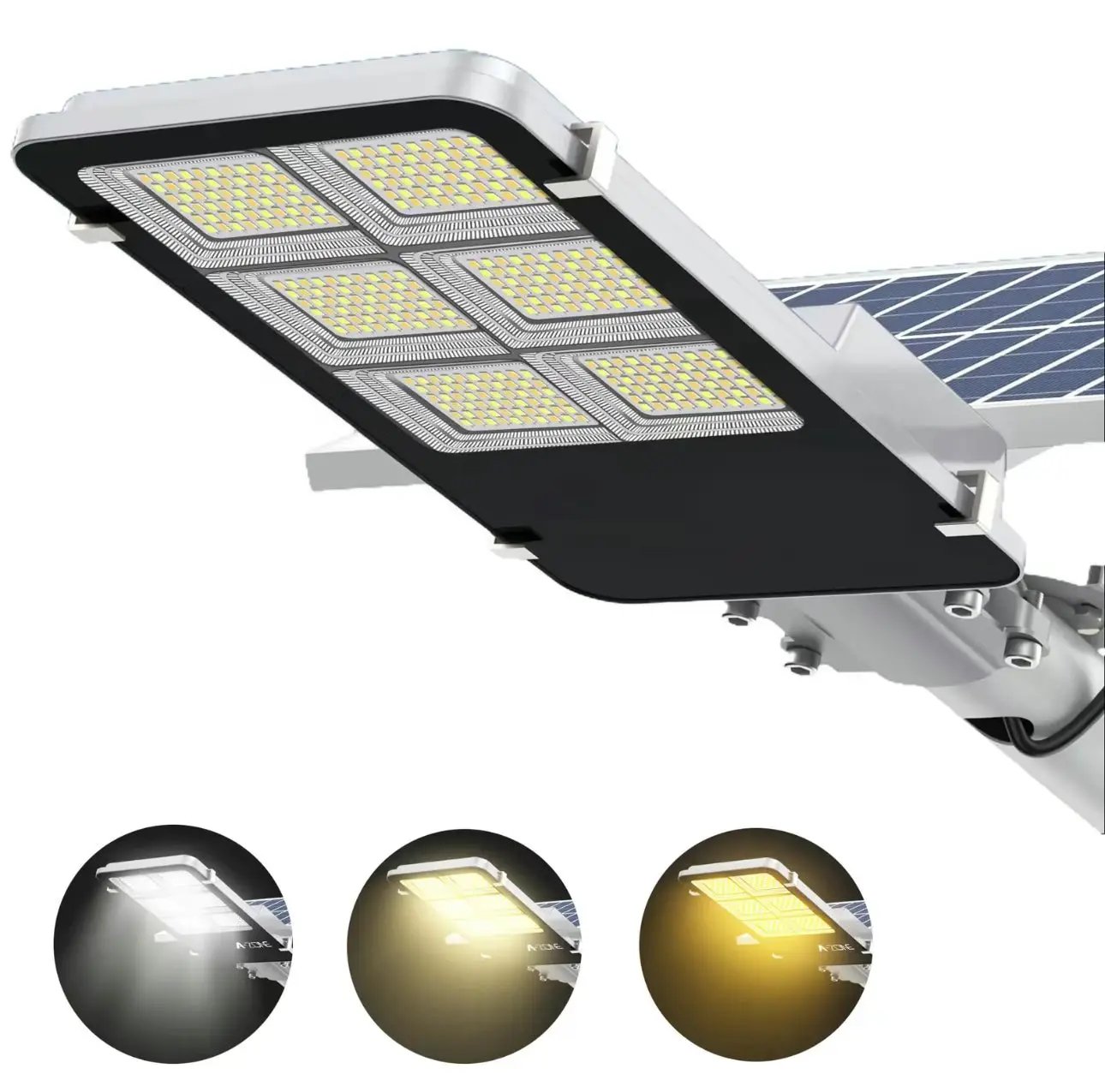 3800W Tri-Color Solar Street Lights Outdoor - Multi-Color Adjustable Lighting - 7000K LED Street Light with Remote Control - Ideal for Parking Lot, Yard, Plaza - solar parking lot lights by Outdoor Solar Outlet