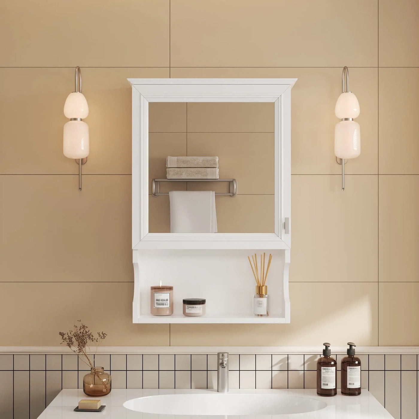 Wall Mounted Bathroom Storage Cabinet With Mirror, Soft Closing Hinges by HouseOfZazla