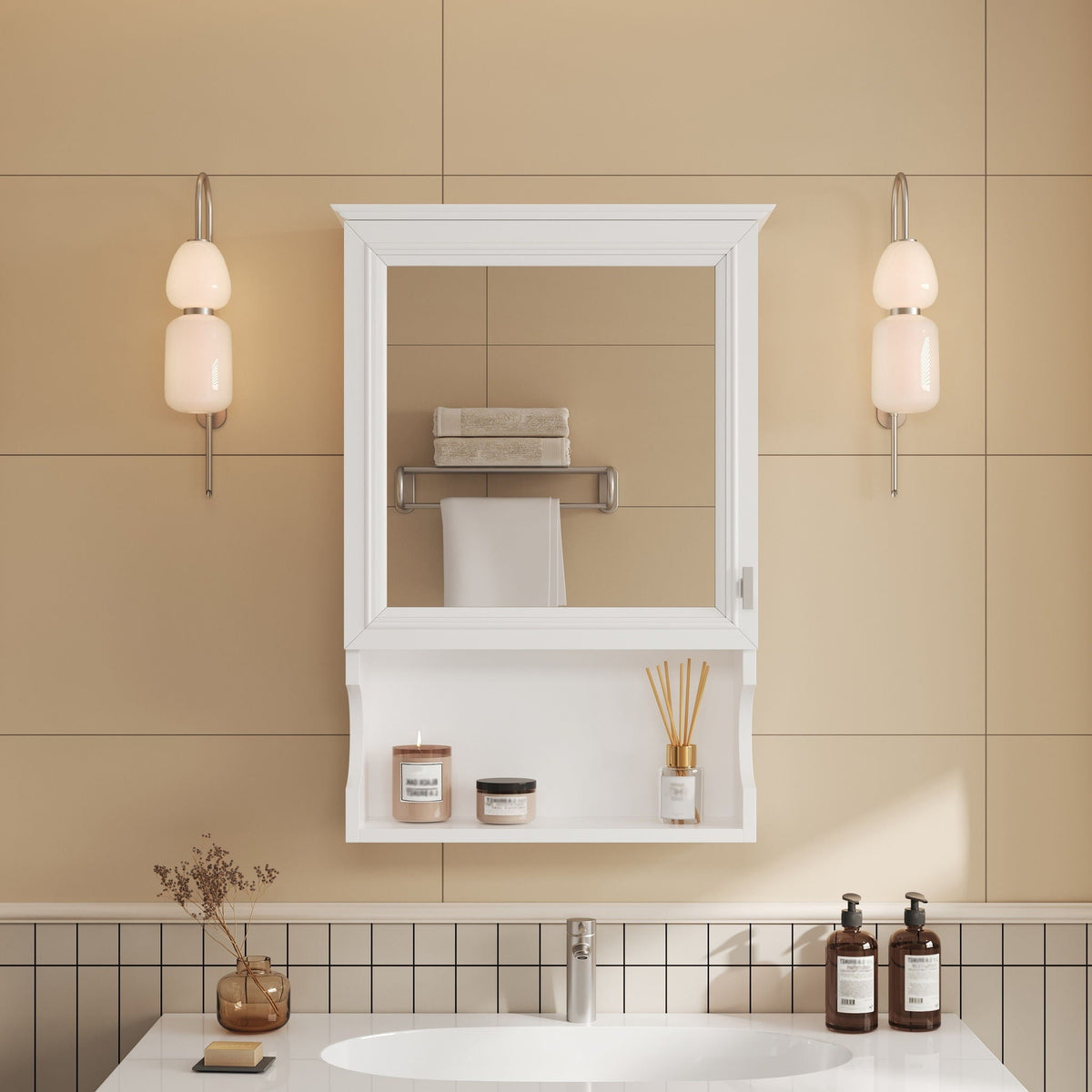 Wall Mounted Bathroom Storage Cabinet With Mirror, photo 4 of 8