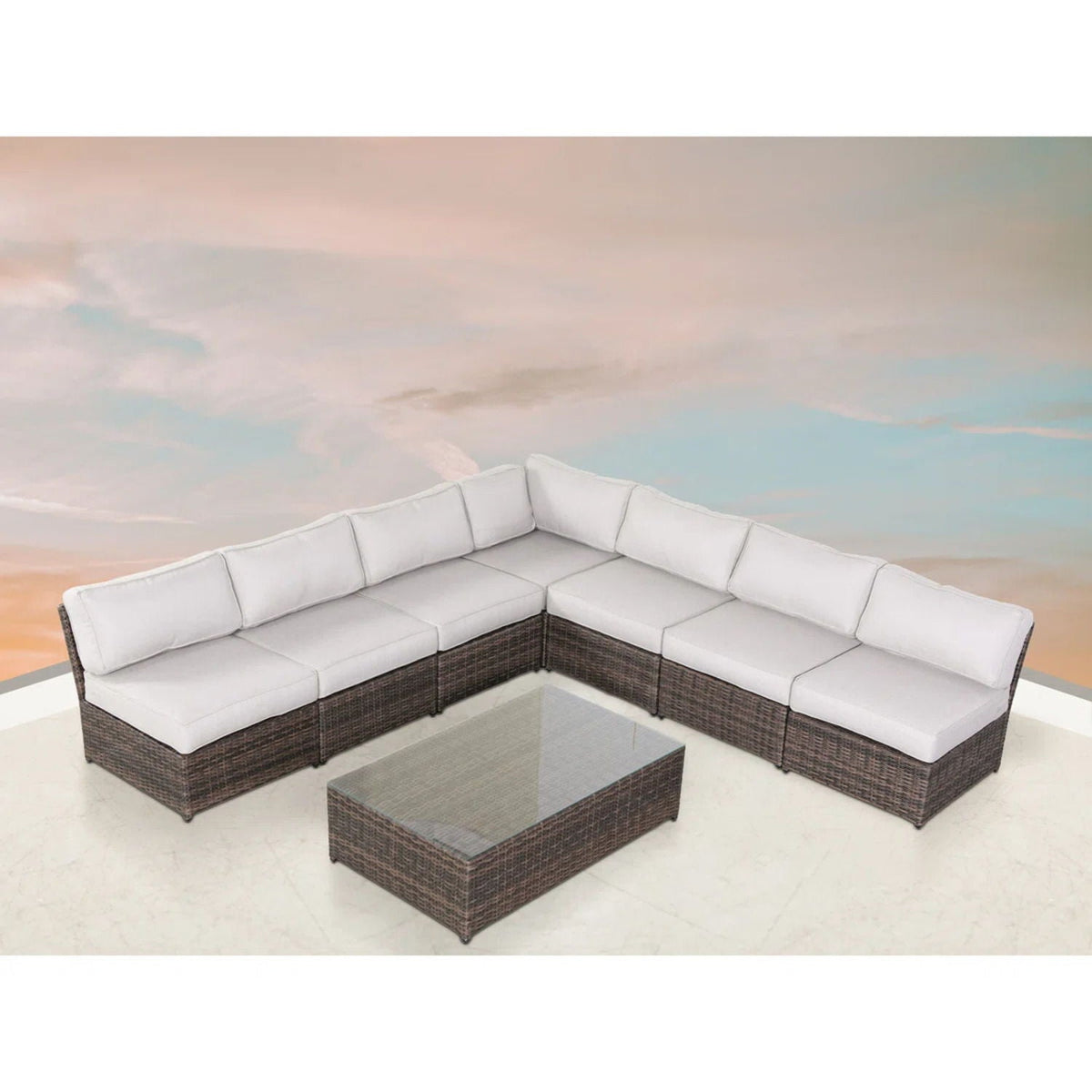 Comfortable Modern Patio Rattan Sectional Set With Cushions, photo 22 of 40