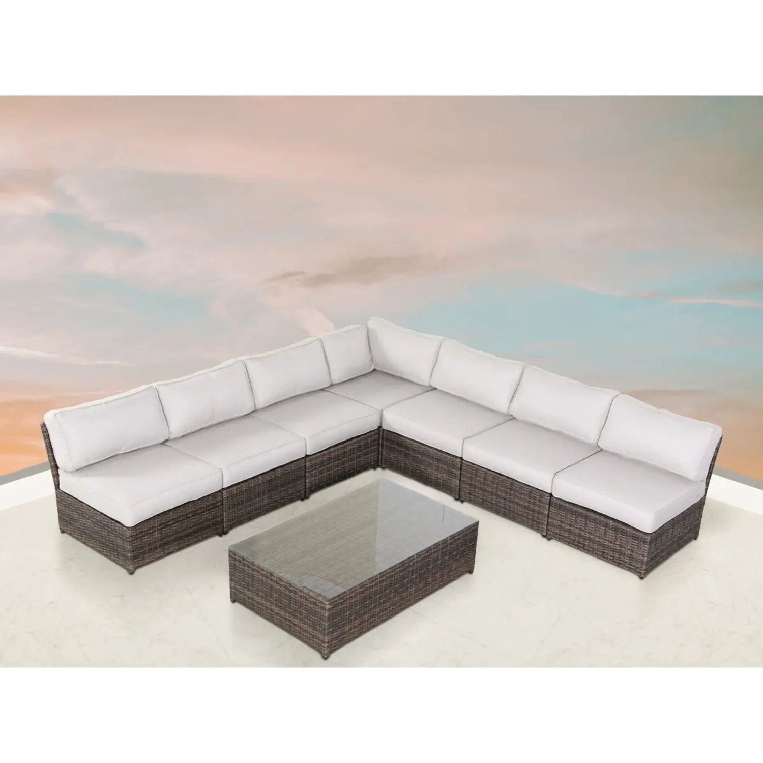 Comfortable Modern Patio Rattan Sectional Set With Cushions by HouseOfZazla