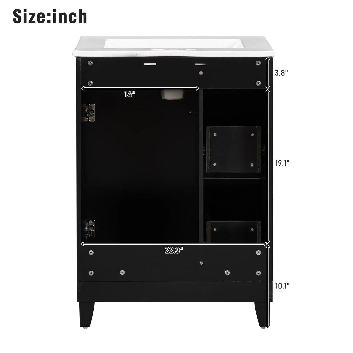 Transitional Style Bathroom Vanity Cabinet With Ceramic Sink by HouseOfZazla