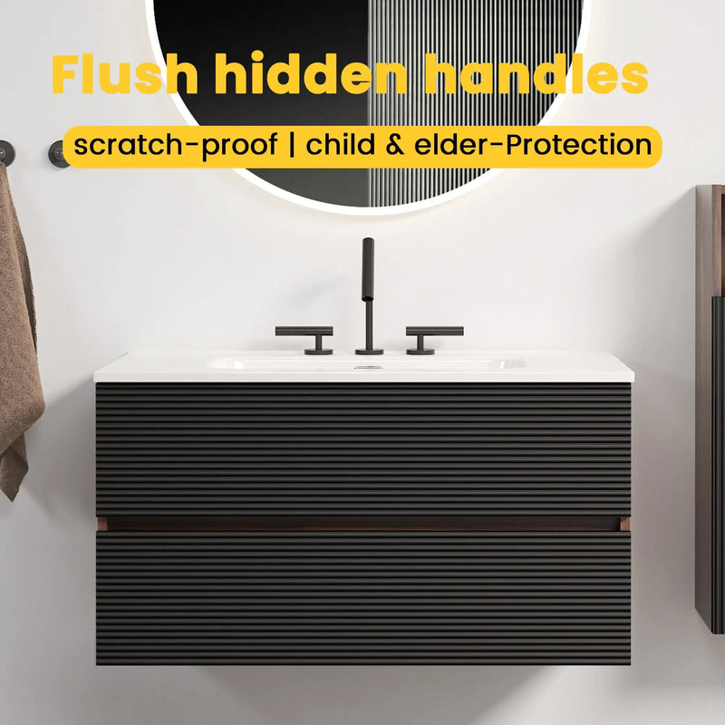 Gloria 36" Wall Mounted Soft Black Bathroom Vanity by HouseOfZazla