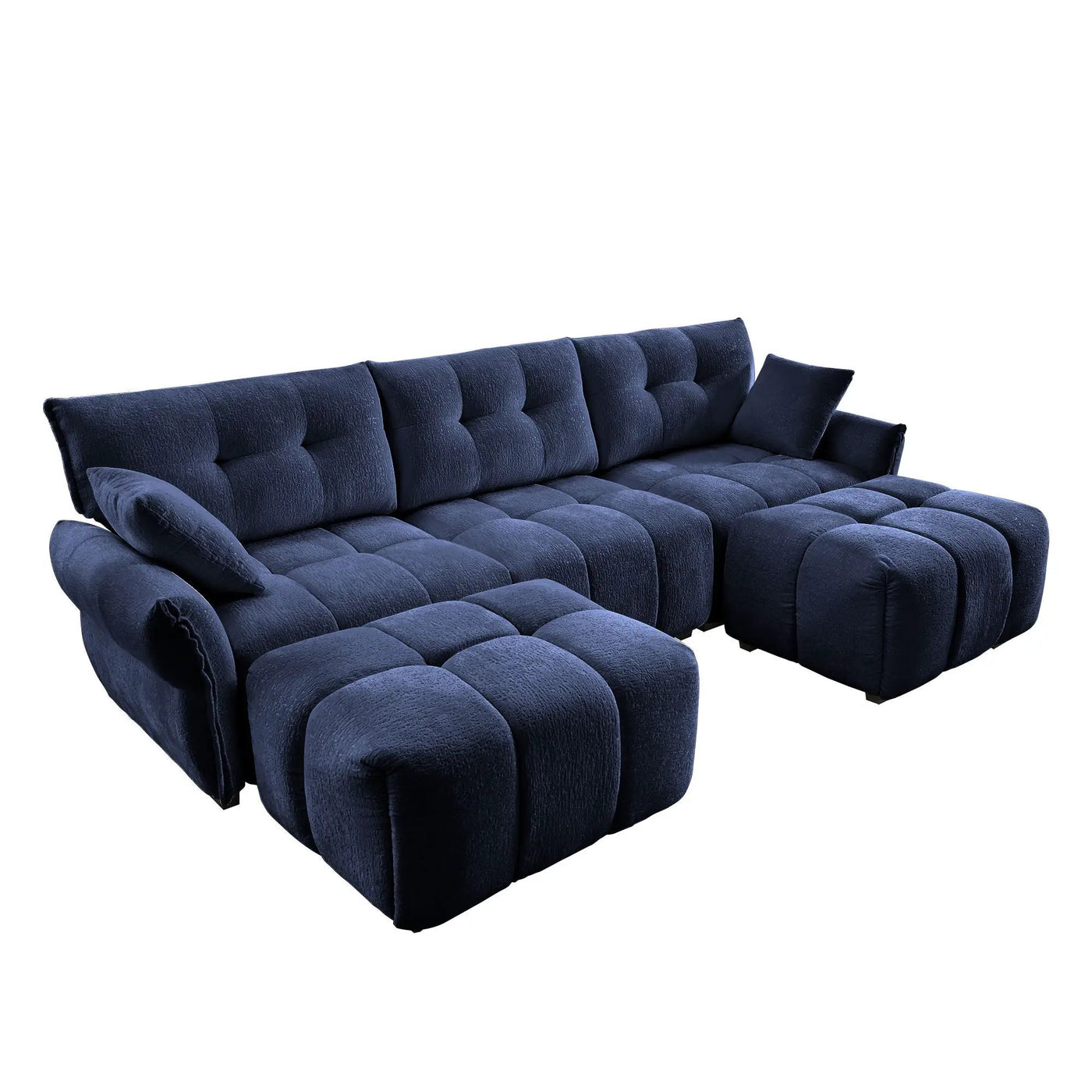 Sofa Set With Ottoman And Pillows, Textured, High Resilience Cushions by Unique Piece Furniture