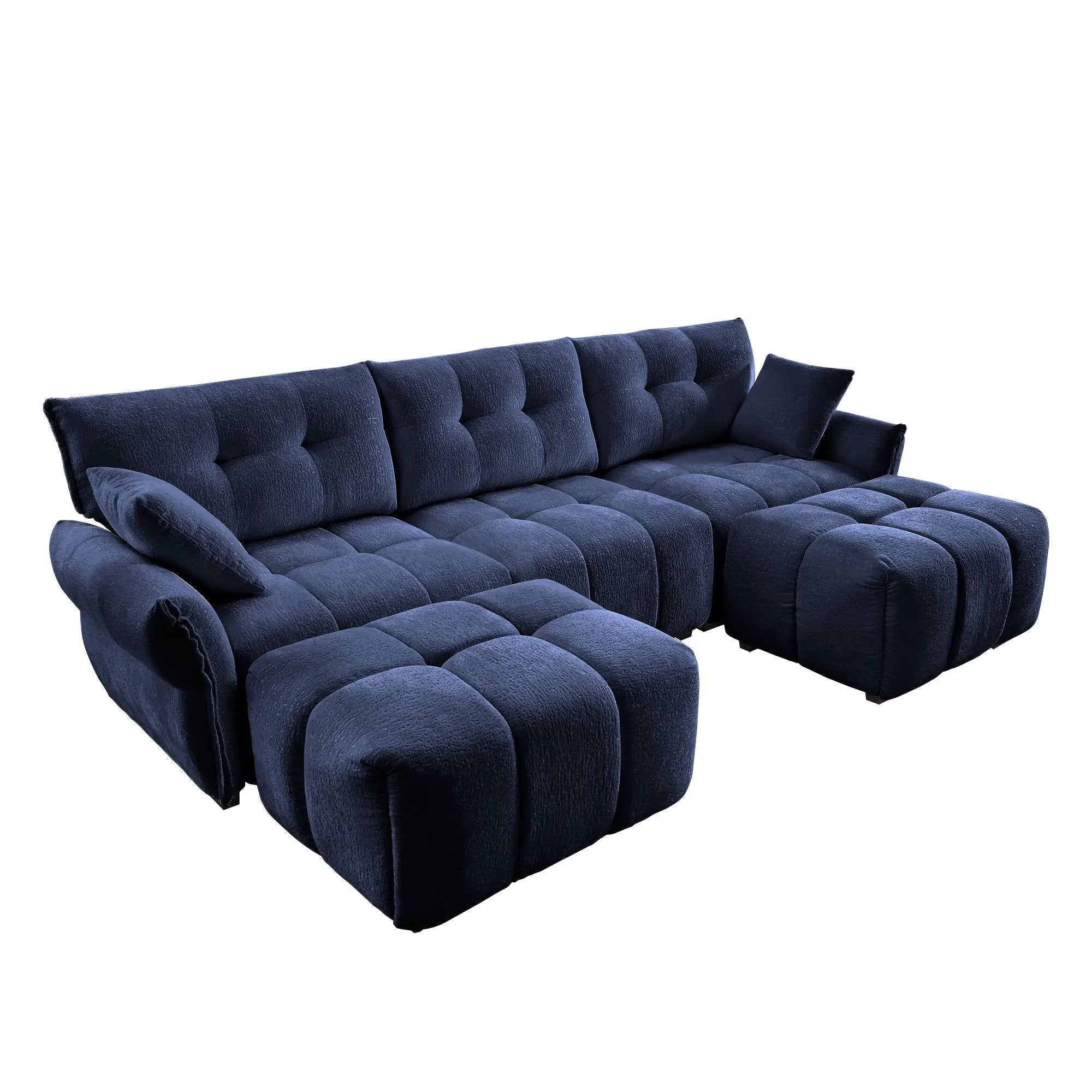 Sofa Set With Ottoman And Pillows, Textured, High Resilience Cushions by HouseOfZazla