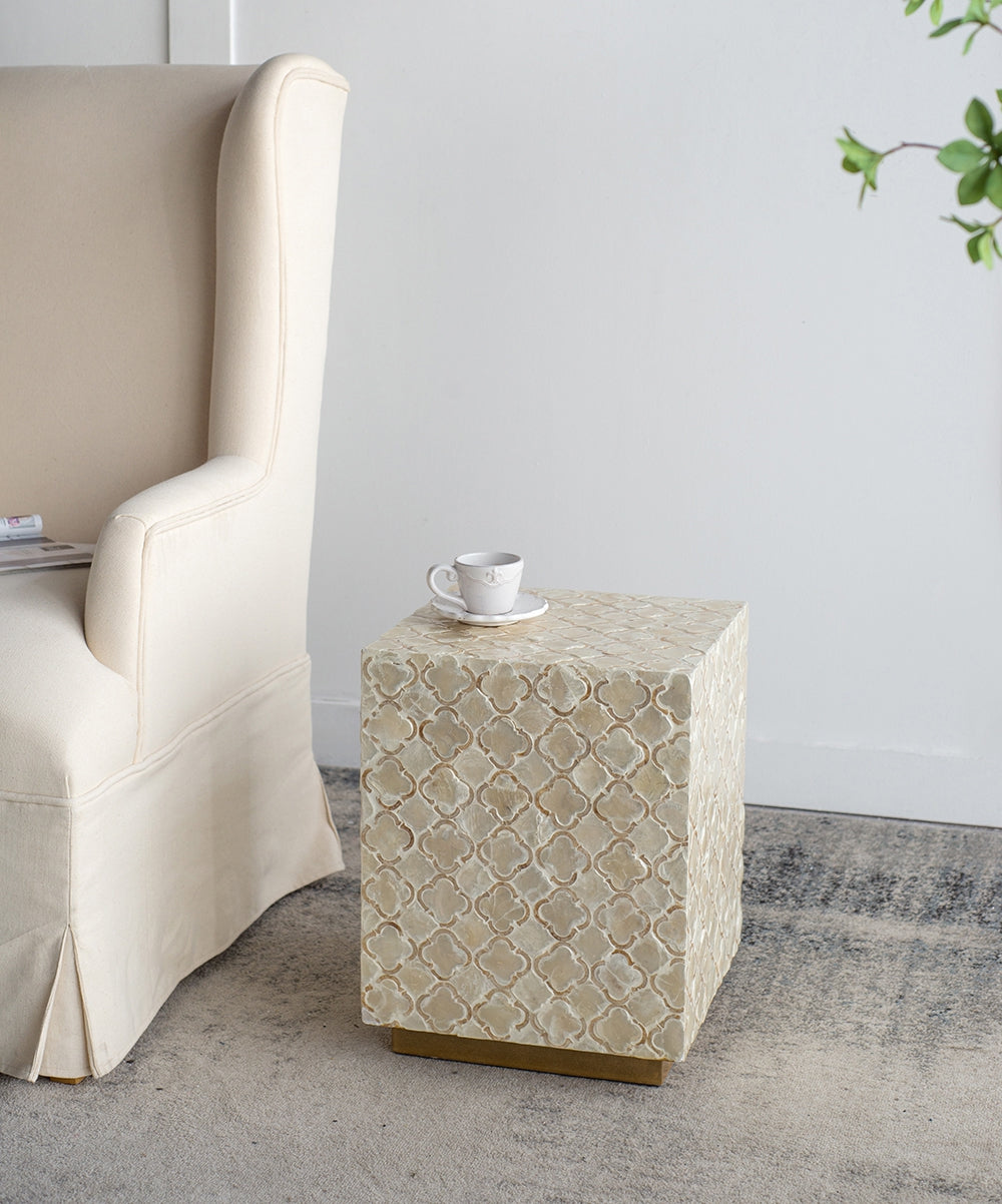 14x14x18" Square Capiz Stool, photo 9 of 10