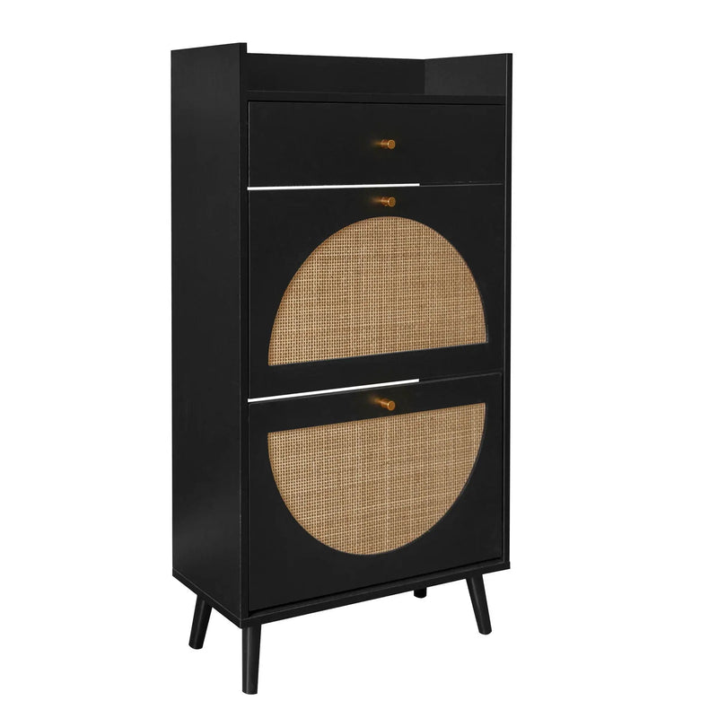 Allen - Rattan 2 Door 1 Drawer Cabinet Shoe Rack For Entrance by Unique Piece Furniture